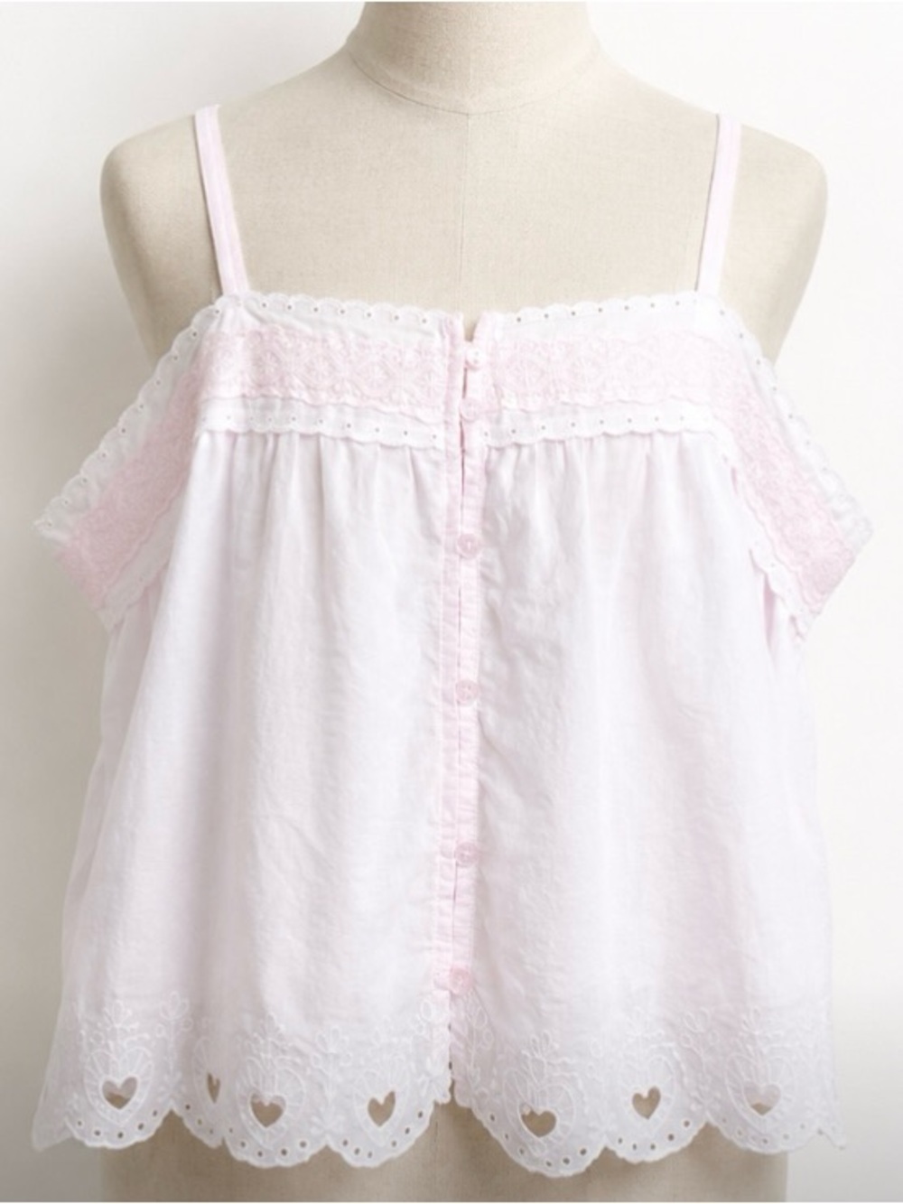 Shabby Chic Light Pink Lace-Trim Camisole  M